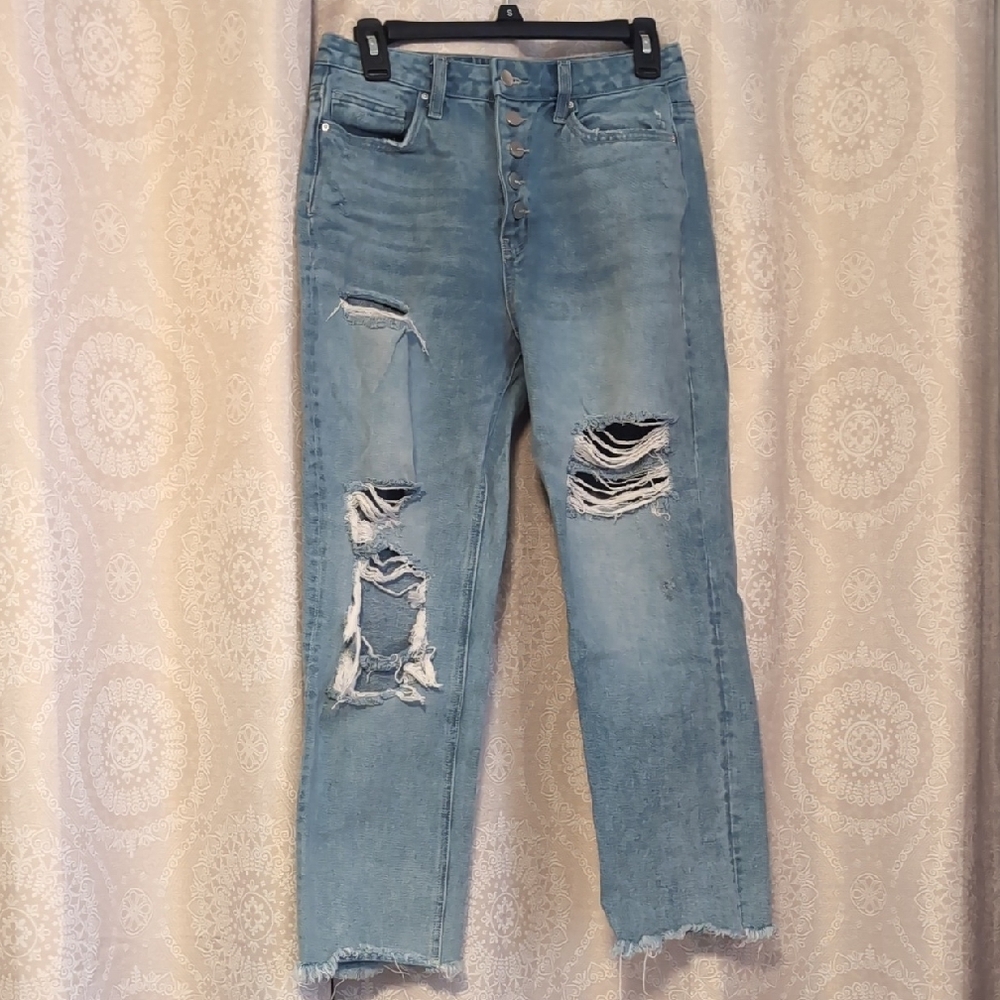 Altar'd State Light Blue Distressed Straight Leg Jeans
